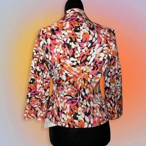 Allison Taylor NWT Suit Jacket floral  Sz 6 Pink  White Silk Cotton S‌‌‌‌‌‌‌‍‍‍‍ - Picture 2 of 7